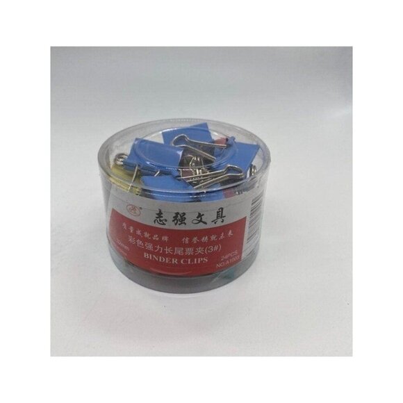 Long Tail Binder Clips 24 Pieces/Set Metal Multicolor Barrel - Picture 2 of 8